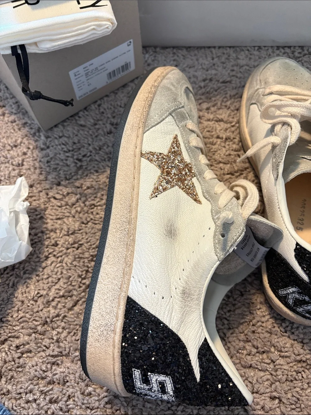 100% Authentic Golden Goose Womens nappa glitter star Ball Star sneakers - Picture 9 of 16